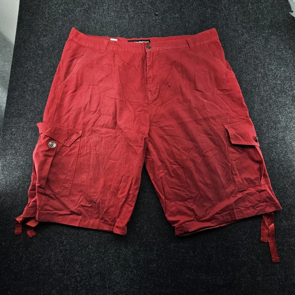 Vintage South Pole Cargo Shorts Mens sz 42 Red Ripstop Hip Hop Streetwear Baggy